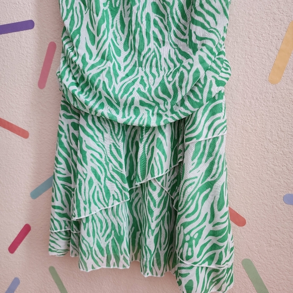 DVF Strappy Mesh Sea Twig Green Mini Dress NWT Size LARGE Diane Von Furstenberg - Picture 7 of 10